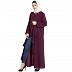 Front open frill abaya-Wine
